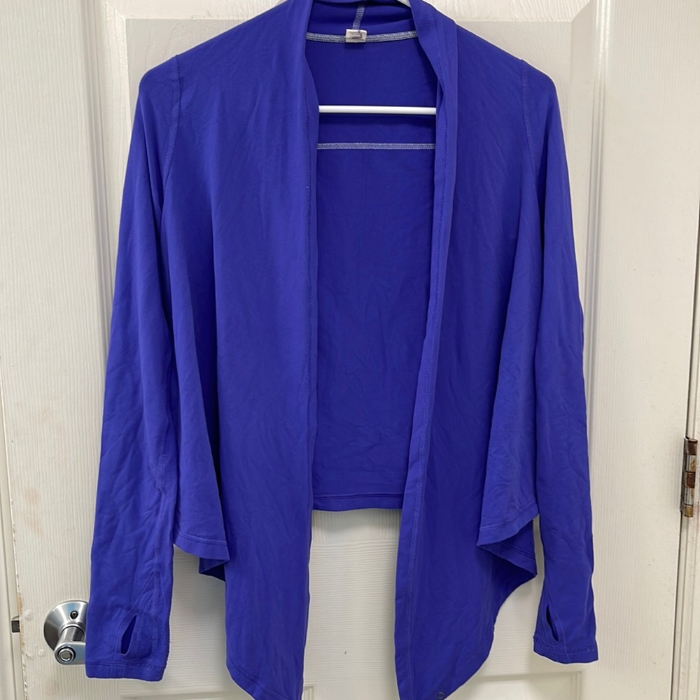 Ivivva by Lululemon Girls Fours a Charm Wrap Blue Cotton Cardigan Size 12